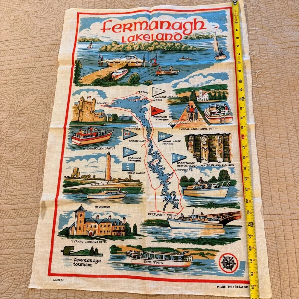 Vintage Ireland Fermanagh Lakeland and Belfast Decorative Tea Towels NWOT